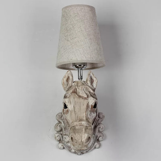 Art Deco Horse Head Wall Sconce Resin 1-Light Restaurant Wall Mounted Light with Cone Shade in Light Brown Clearhalo 'Wall Lamps & Sconces' 'Wall Lights' Lighting' 1970366