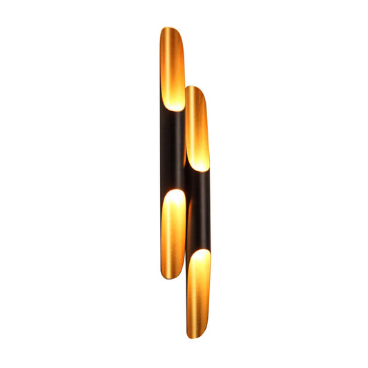 Cylinder Metallic Wall Mounted Light Modern 1/4-Bulb Yellow-Black Wall Sconce for Living Room Clearhalo 'Wall Lamps & Sconces' 'Wall Lights' Lighting' 1970377