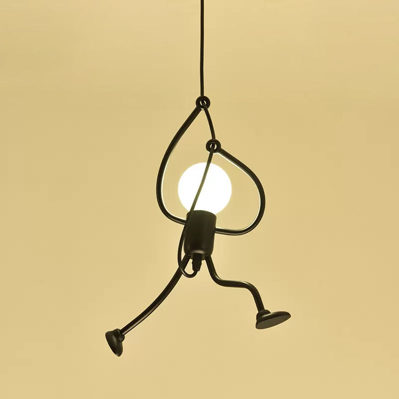 Small Man Metallic Hanging Light Artistry 1-Bulb Black Pendant Ceiling Light for Living Room Clearhalo 'Ceiling Lights' 'Pendant Lights' 'Pendants' Lighting' 1970413