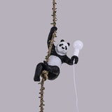 White and Black Panda Hanging Lamp Artistic 1-Bulb Rope Pendant Ceiling Light for Restaurant Clearhalo 'Ceiling Lights' 'Pendant Lights' 'Pendants' Lighting' 1970444