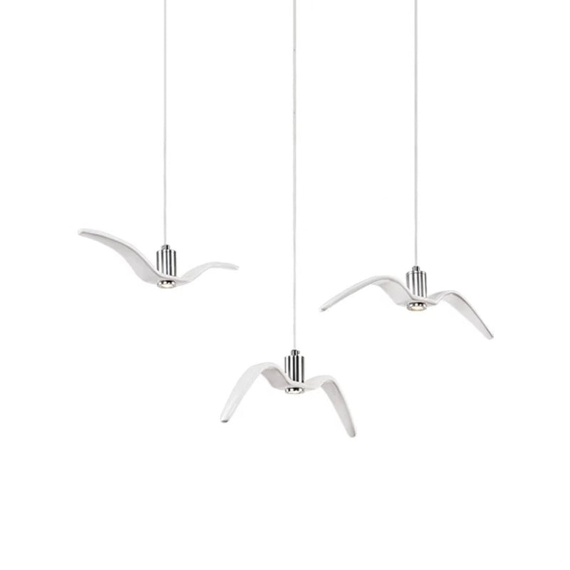 Artistry Seagull Multi Light Pendant Metallic 3 Lights Bedroom Hanging Ceiling Light in White/Black with Round/Linear Canopy Clearhalo 'Ceiling Lights' 'Pendant Lights' 'Pendants' Lighting' 1970456