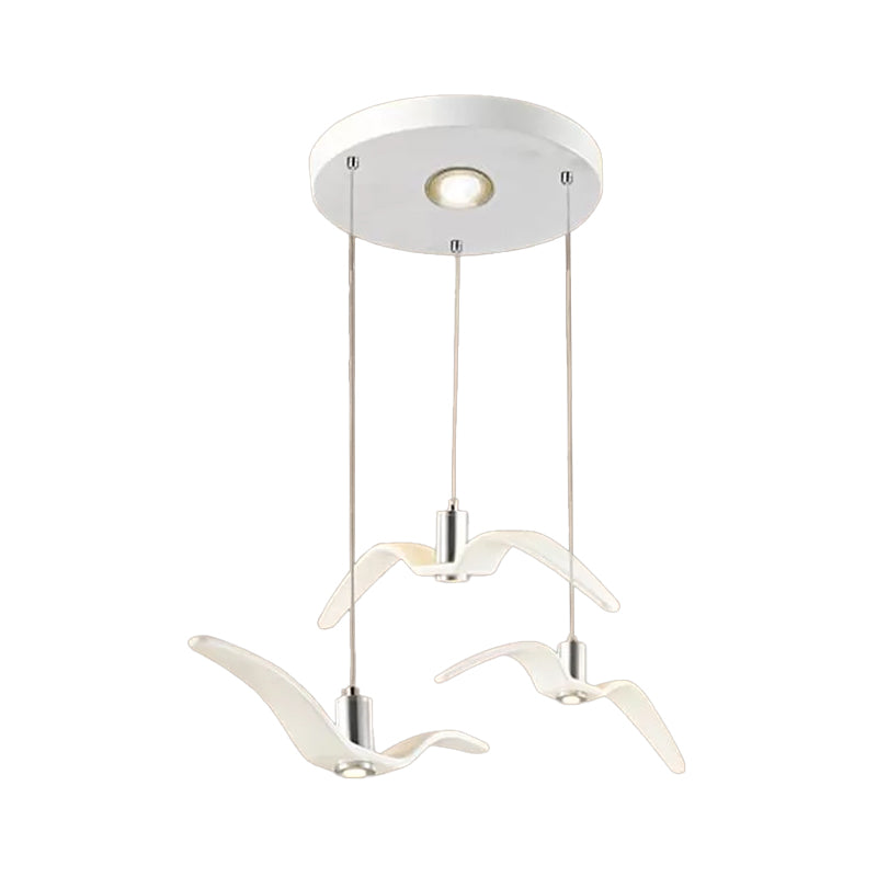 Artistry Seagull Multi Light Pendant Metallic 3 Lights Bedroom Hanging Ceiling Light in White/Black with Round/Linear Canopy Clearhalo 'Ceiling Lights' 'Pendant Lights' 'Pendants' Lighting' 1970458