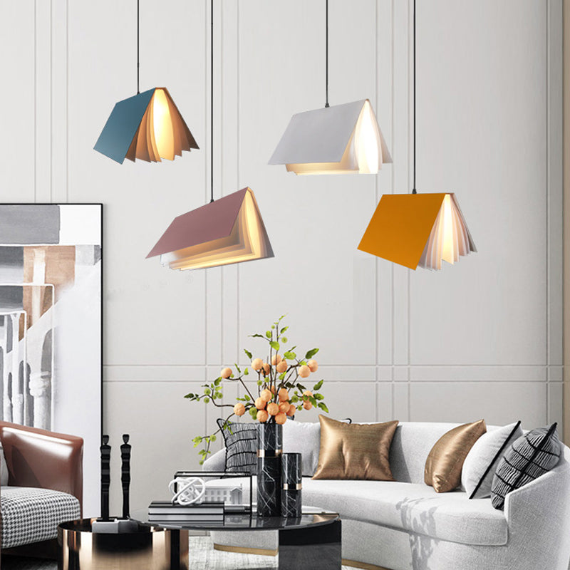 Book Pendant Ceiling Light Nordic Plastic 1-Bulb Living Room Hanging Lamp in White/Black/Yellow Clearhalo 'Ceiling Lights' 'Pendant Lights' 'Pendants' Lighting' 1970466