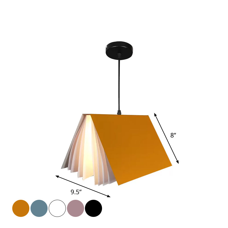 Book Pendant Ceiling Light Nordic Plastic 1-Bulb Living Room Hanging Lamp in White/Black/Yellow Clearhalo 'Ceiling Lights' 'Pendant Lights' 'Pendants' Lighting' 1970469