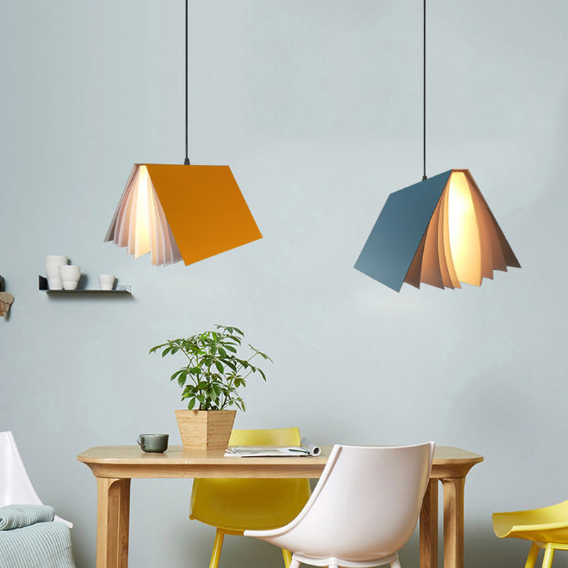 Book Pendant Ceiling Light Nordic Plastic 1-Bulb Living Room Hanging Lamp in White/Black/Yellow Clearhalo 'Ceiling Lights' 'Pendant Lights' 'Pendants' Lighting' 1970471