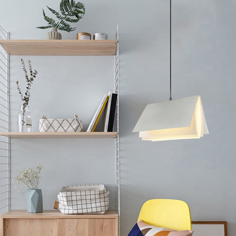 Book Pendant Ceiling Light Nordic Plastic 1-Bulb Living Room Hanging Lamp in White/Black/Yellow Clearhalo 'Ceiling Lights' 'Pendant Lights' 'Pendants' Lighting' 1970474