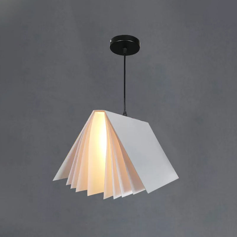 Book Pendant Ceiling Light Nordic Plastic 1-Bulb Living Room Hanging Lamp in White/Black/Yellow Clearhalo 'Ceiling Lights' 'Pendant Lights' 'Pendants' Lighting' 1970476