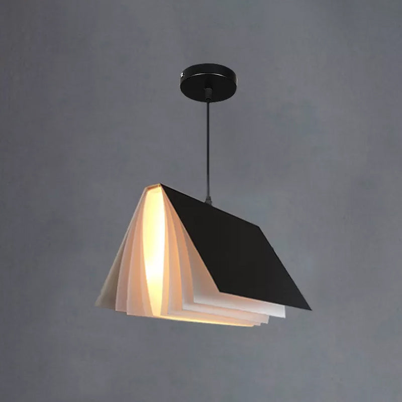 Book Pendant Ceiling Light Nordic Plastic 1-Bulb Living Room Hanging Lamp in White/Black/Yellow Clearhalo 'Ceiling Lights' 'Pendant Lights' 'Pendants' Lighting' 1970480