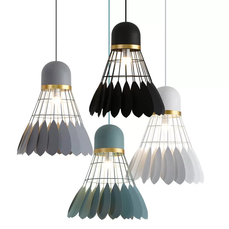 Badminton Hanging Lamp Artistry Metallic 1-Light Dinning Room Pendant Ceiling Light in White/Black/Grey Clearhalo 'Ceiling Lights' 'Pendant Lights' 'Pendants' Lighting' 1970488