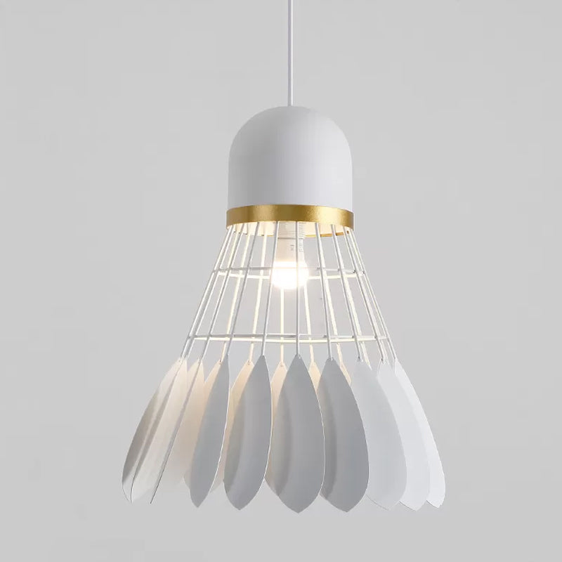 Badminton Hanging Lamp Artistry Metallic 1-Light Dinning Room Pendant Ceiling Light in White/Black/Grey Clearhalo 'Ceiling Lights' 'Pendant Lights' 'Pendants' Lighting' 1970491