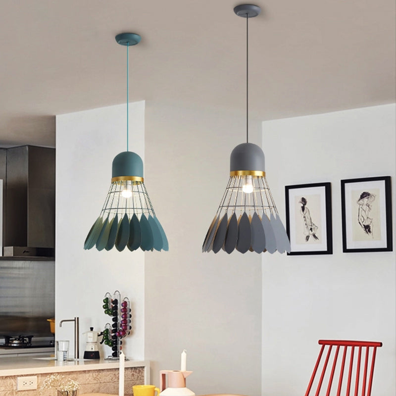 Badminton Hanging Lamp Artistry Metallic 1-Light Dinning Room Pendant Ceiling Light in White/Black/Grey Clearhalo 'Ceiling Lights' 'Pendant Lights' 'Pendants' Lighting' 1970497