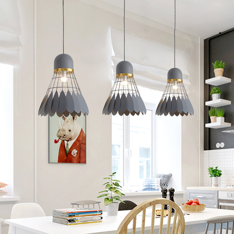 Badminton Hanging Lamp Artistry Metallic 1-Light Dinning Room Pendant Ceiling Light in White/Black/Grey Clearhalo 'Ceiling Lights' 'Pendant Lights' 'Pendants' Lighting' 1970498