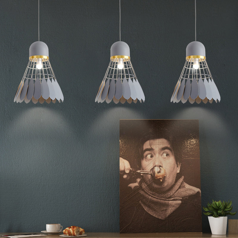 Badminton Hanging Lamp Artistry Metallic 1-Light Dinning Room Pendant Ceiling Light in White/Black/Grey Clearhalo 'Ceiling Lights' 'Pendant Lights' 'Pendants' Lighting' 1970499