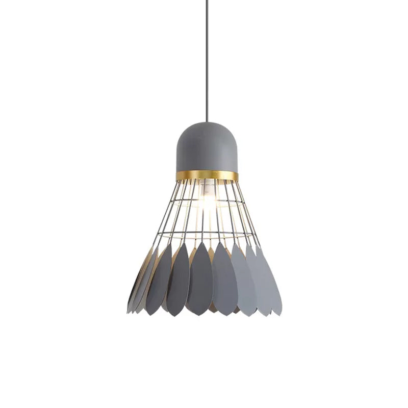 Badminton Hanging Lamp Artistry Metallic 1-Light Dinning Room Pendant Ceiling Light in White/Black/Grey Clearhalo 'Ceiling Lights' 'Pendant Lights' 'Pendants' Lighting' 1970500