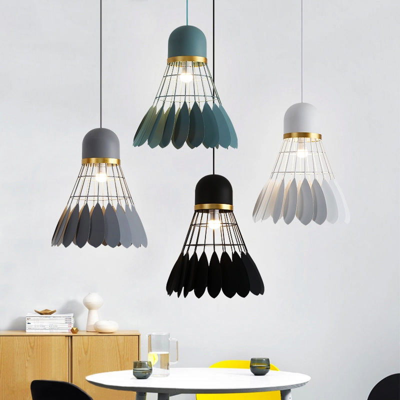 Badminton Hanging Lamp Artistry Metallic 1-Light Dinning Room Pendant Ceiling Light in White/Black/Grey Clearhalo 'Ceiling Lights' 'Pendant Lights' 'Pendants' Lighting' 1970501