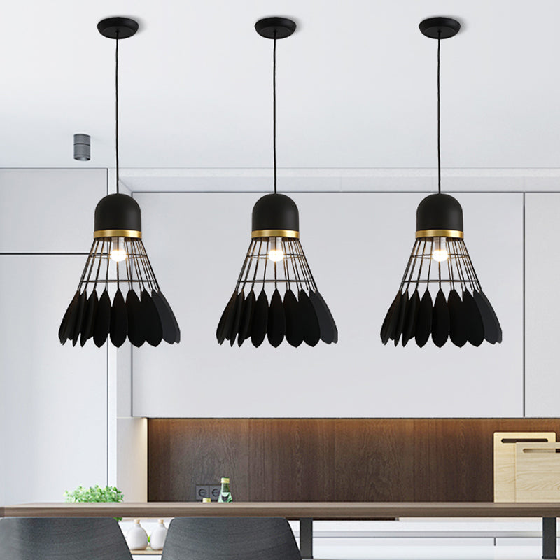 Badminton Hanging Lamp Artistry Metallic 1-Light Dinning Room Pendant Ceiling Light in White/Black/Grey Clearhalo 'Ceiling Lights' 'Pendant Lights' 'Pendants' Lighting' 1970503