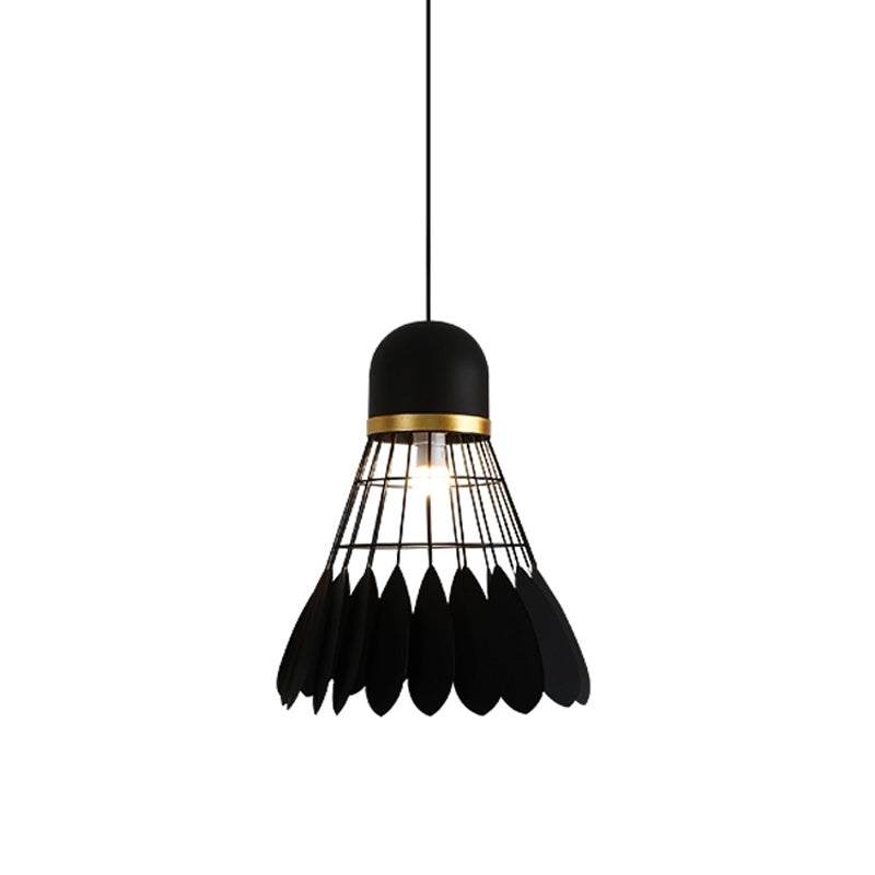 Badminton Hanging Lamp Artistry Metallic 1-Light Dinning Room Pendant Ceiling Light in White/Black/Grey Clearhalo 'Ceiling Lights' 'Pendant Lights' 'Pendants' Lighting' 1970504