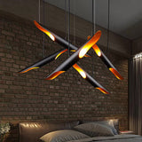 Metallic Linear Hanging Lamp Nordic 2 Heads Black Pendant Ceiling Light for Bedroom Clearhalo 'Ceiling Lights' 'Pendant Lights' 'Pendants' Lighting' 1970506