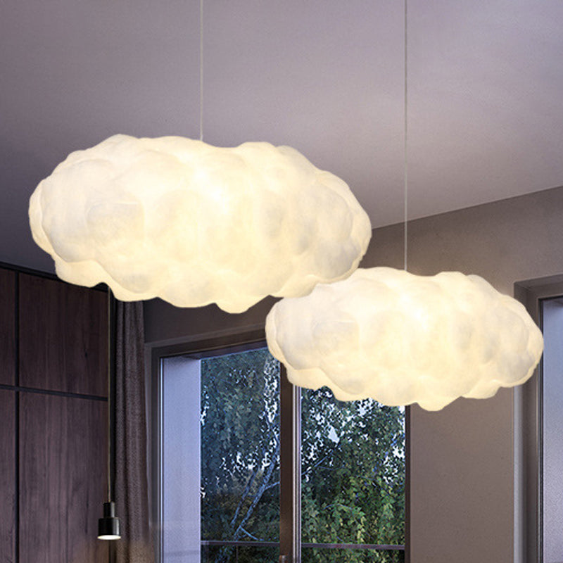 Cloudy Hanging Pendant Light Artistry Fabric 1-Head Living Room Ceiling Light in White White A Clearhalo 'Ceiling Lights' 'Chandeliers' Lighting' options 1970531_c66ecde5-98cd-4f85-89f1-9f8f4479148e