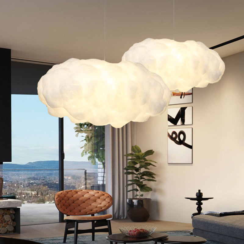 Cloudy Hanging Pendant Light Artistry Fabric 1-Head Living Room Ceiling Light in White Clearhalo 'Ceiling Lights' 'Chandeliers' Lighting' options 1970532