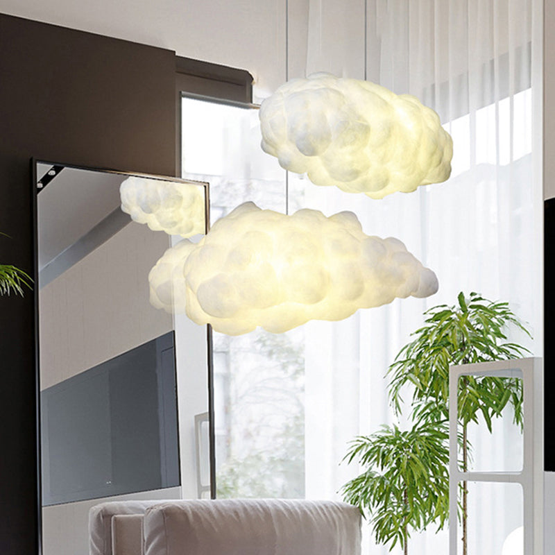 Cloudy Hanging Pendant Light Artistry Fabric 1-Head Living Room Ceiling Light in White Clearhalo 'Ceiling Lights' 'Chandeliers' Lighting' options 1970534