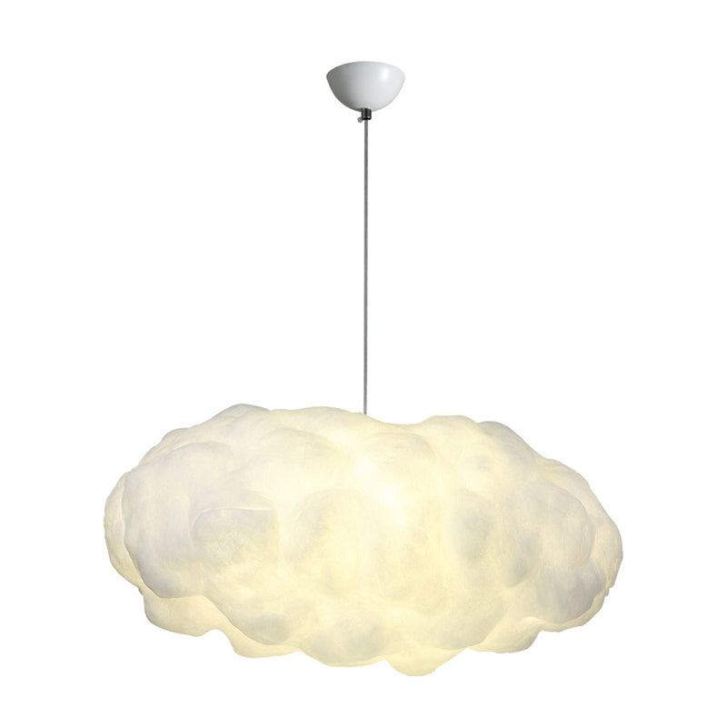 Cloudy Hanging Pendant Light Artistry Fabric 1-Head Living Room Ceiling Light in White Clearhalo 'Ceiling Lights' 'Chandeliers' Lighting' options 1970535