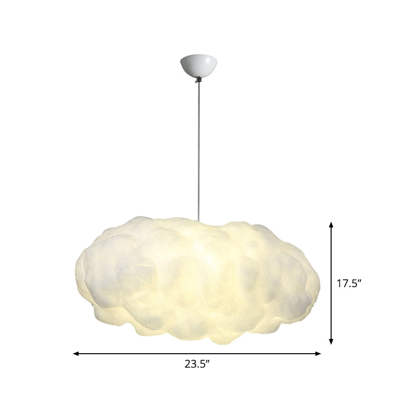 Cloudy Hanging Pendant Light Artistry Fabric 1-Head Living Room Ceiling Light in White Clearhalo 'Ceiling Lights' 'Chandeliers' Lighting' options 1970536