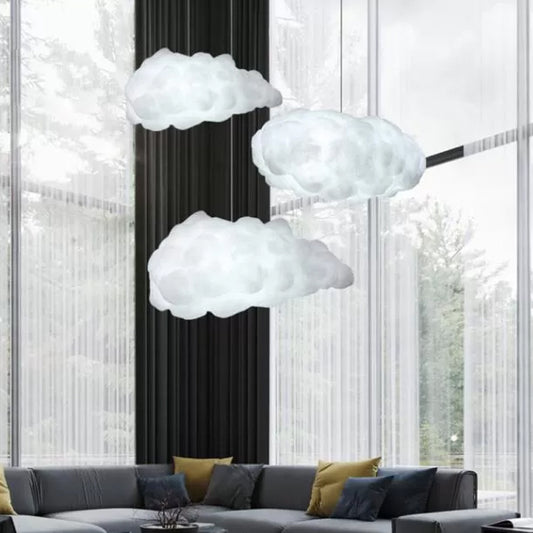 Cloudy Hanging Pendant Light Artistry Fabric 1-Head Living Room Ceiling Light in White Clearhalo 'Ceiling Lights' 'Chandeliers' Lighting' options 1970538