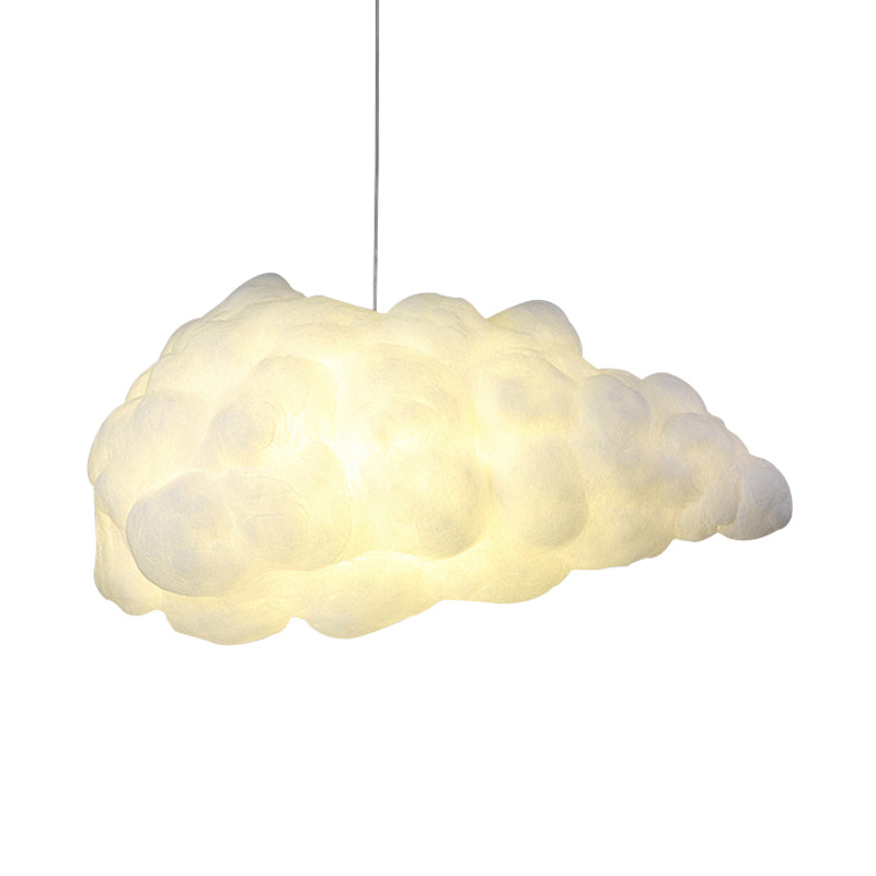 Cloudy Hanging Pendant Light Artistry Fabric 1-Head Living Room Ceiling Light in White Clearhalo 'Ceiling Lights' 'Chandeliers' Lighting' options 1970539