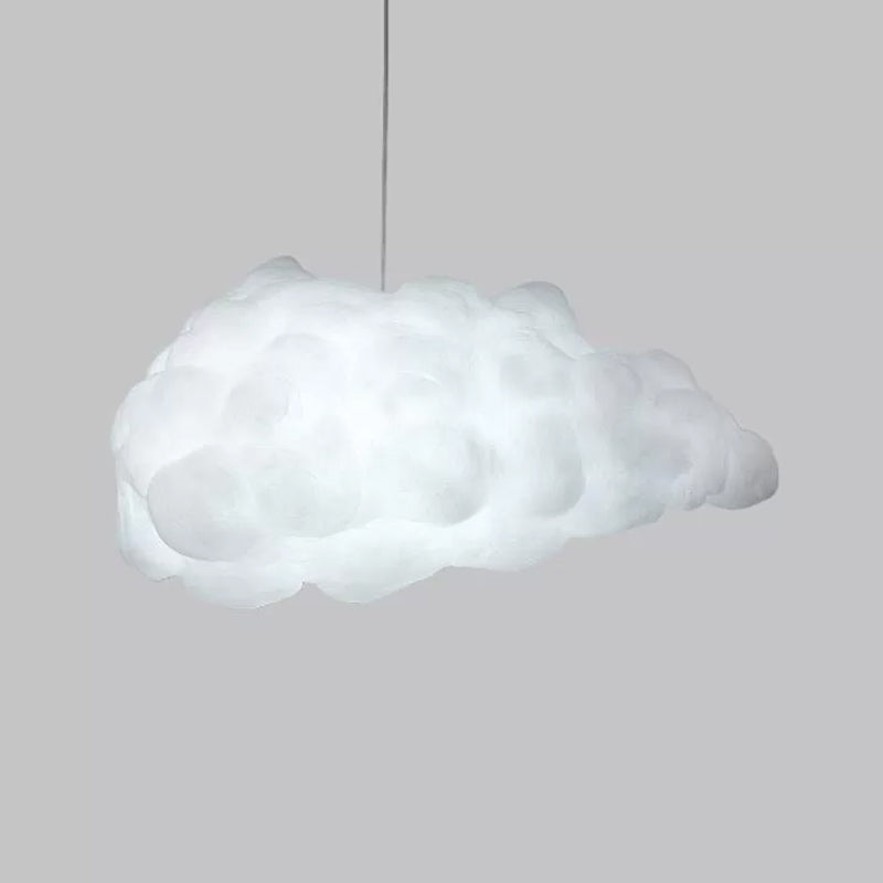 Cloudy Hanging Pendant Light Artistry Fabric 1-Head Living Room Ceiling Light in White Clearhalo 'Ceiling Lights' 'Chandeliers' Lighting' options 1970540