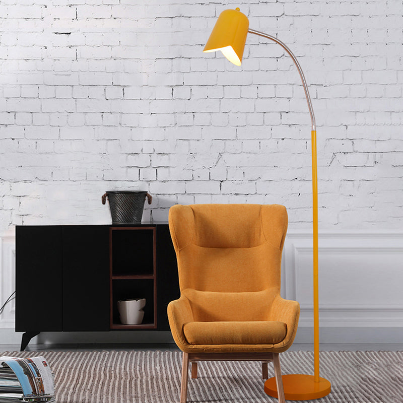 Bell Shade Slim Floor Lamp 1 Light Nordic Stylish Metal Floor Light with Gooseneck for Office Yellow Clearhalo 'Floor Lamps' 'Lamps' Lighting' 197063