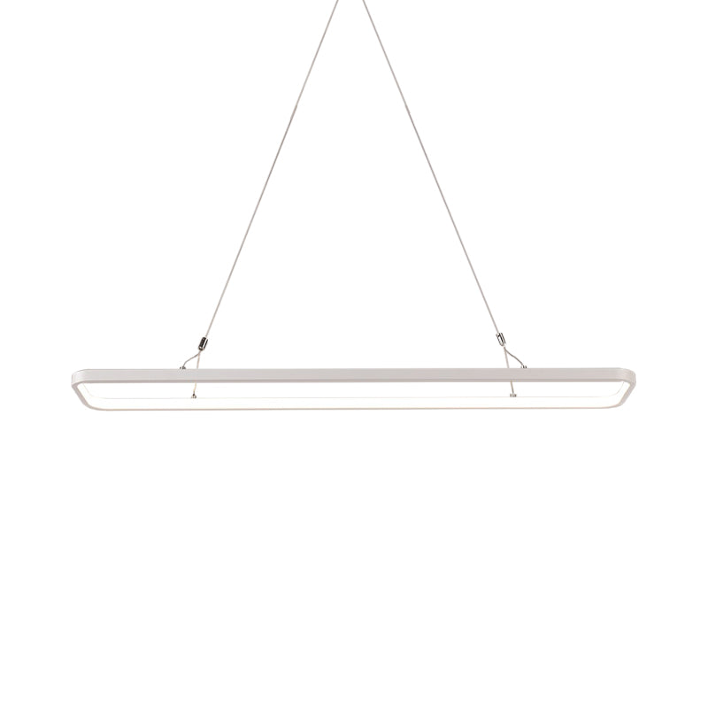 23.5"/39"/47" L Dining Room LED Pendant Light Minimalistic White Island Lamp with Rectangle Acrylic Shade, Warm/White Light Clearhalo 'Ceiling Lights' 'Island Lights' Lighting' 1970666
