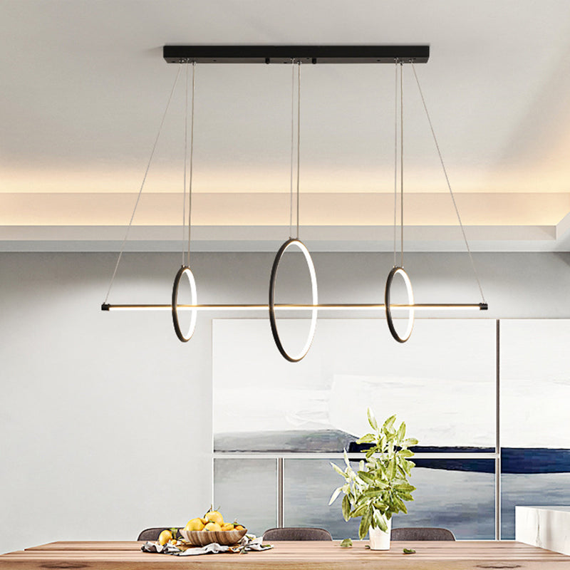 Circle and Linear Pendant Lamp Minimalist Acrylic Black/Gold LED Island Lighting in Warm/White Light, 35.5"/43" Width Clearhalo 'Ceiling Lights' 'Island Lights' Lighting' 1970677