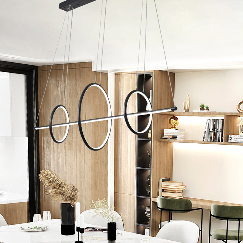 Circle and Linear Pendant Lamp Minimalist Acrylic Black/Gold LED Island Lighting in Warm/White Light, 35.5"/43" Width Clearhalo 'Ceiling Lights' 'Island Lights' Lighting' 1970678