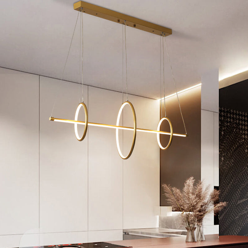 Circle and Linear Pendant Lamp Minimalist Acrylic Black/Gold LED Island Lighting in Warm/White Light, 35.5"/43" Width Clearhalo 'Ceiling Lights' 'Island Lights' Lighting' 1970683