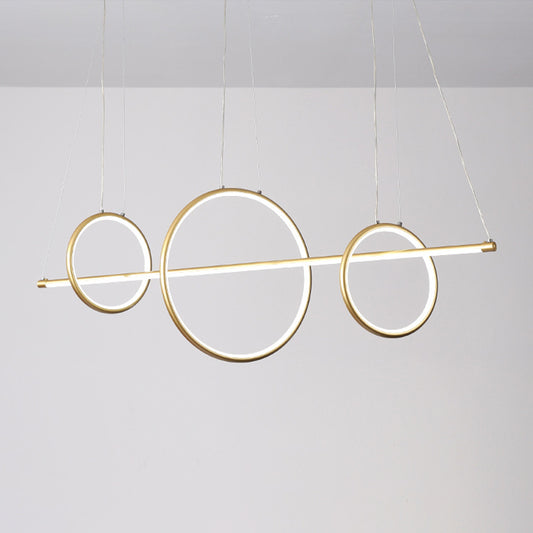 Circle and Linear Pendant Lamp Minimalist Acrylic Black/Gold LED Island Lighting in Warm/White Light, 35.5"/43" Width Clearhalo 'Ceiling Lights' 'Island Lights' Lighting' 1970684
