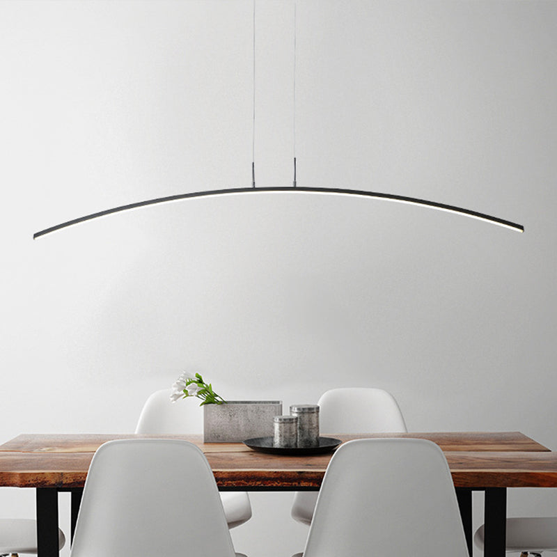 Black/White Arched Island Lighting Simple Style Acrylic LED Hanging Pendant Light in Warm/White Light Black Clearhalo 'Ceiling Lights' 'Island Lights' Lighting' 1970686