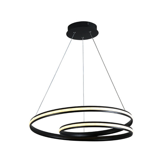 Black/White Spiral Line Chandelier Minimalist 18"/23.5" Wide LED Acrylic Pendant Lamp in Warm/White Light Clearhalo 'Ceiling Lights' 'Chandeliers' 'Modern Chandeliers' 'Modern' Lighting' 1970770