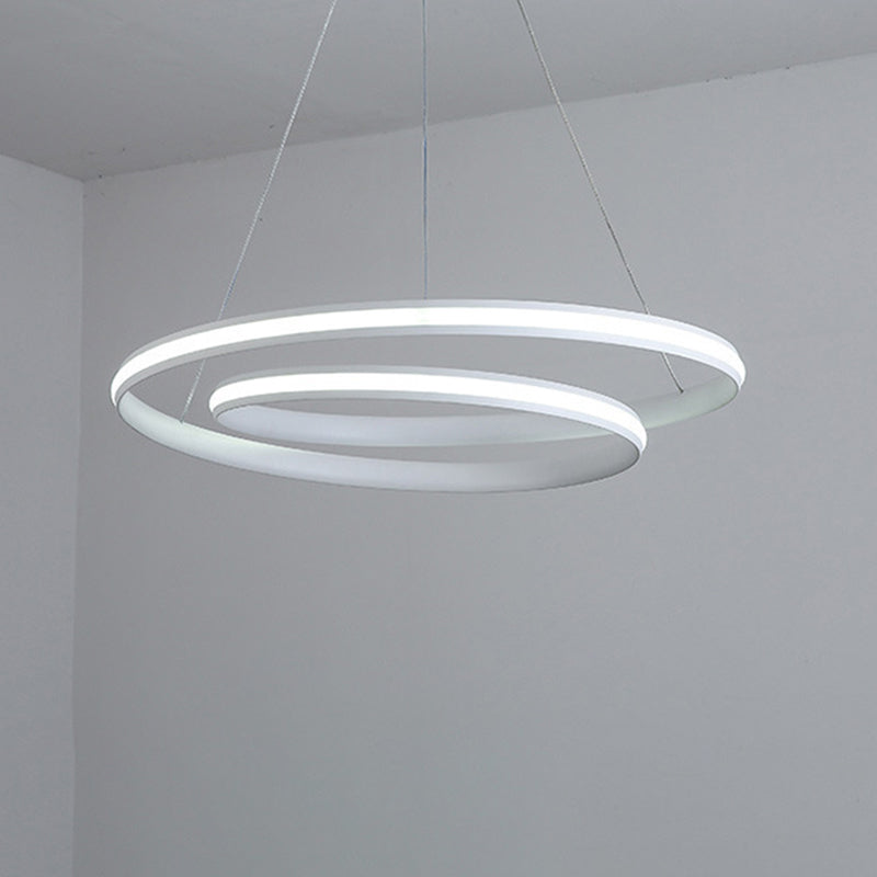 Black/White Spiral Line Chandelier Minimalist 18"/23.5" Wide LED Acrylic Pendant Lamp in Warm/White Light Clearhalo 'Ceiling Lights' 'Chandeliers' 'Modern Chandeliers' 'Modern' Lighting' 1970775