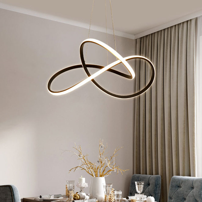 Cycle Pendant Light Fixture Simplicity Acrylic Black/White LED Chandelier in Warm/White Light, 19.5"/27.5" Width Clearhalo 'Ceiling Lights' 'Chandeliers' 'Modern Chandeliers' 'Modern' Lighting' 1970779