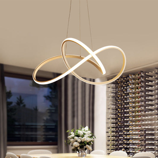 Cycle Pendant Light Fixture Simplicity Acrylic Black/White LED Chandelier in Warm/White Light, 19.5"/27.5" Width White Clearhalo 'Ceiling Lights' 'Chandeliers' 'Modern Chandeliers' 'Modern' Lighting' 1970783