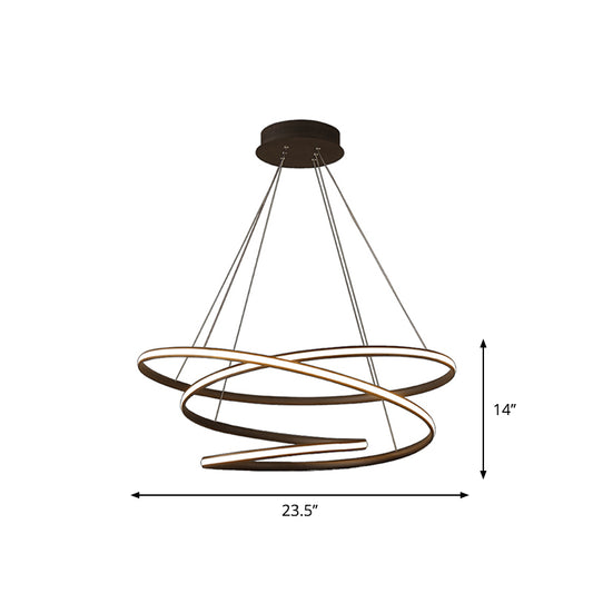 Acrylic Spiral Chandelier Light Simplicity 16"/23.5"/39" Wide LED Coffee Pendant Light Fixture for Living Room Clearhalo 'Ceiling Lights' 'Chandeliers' 'Modern Chandeliers' 'Modern' Lighting' 1970894