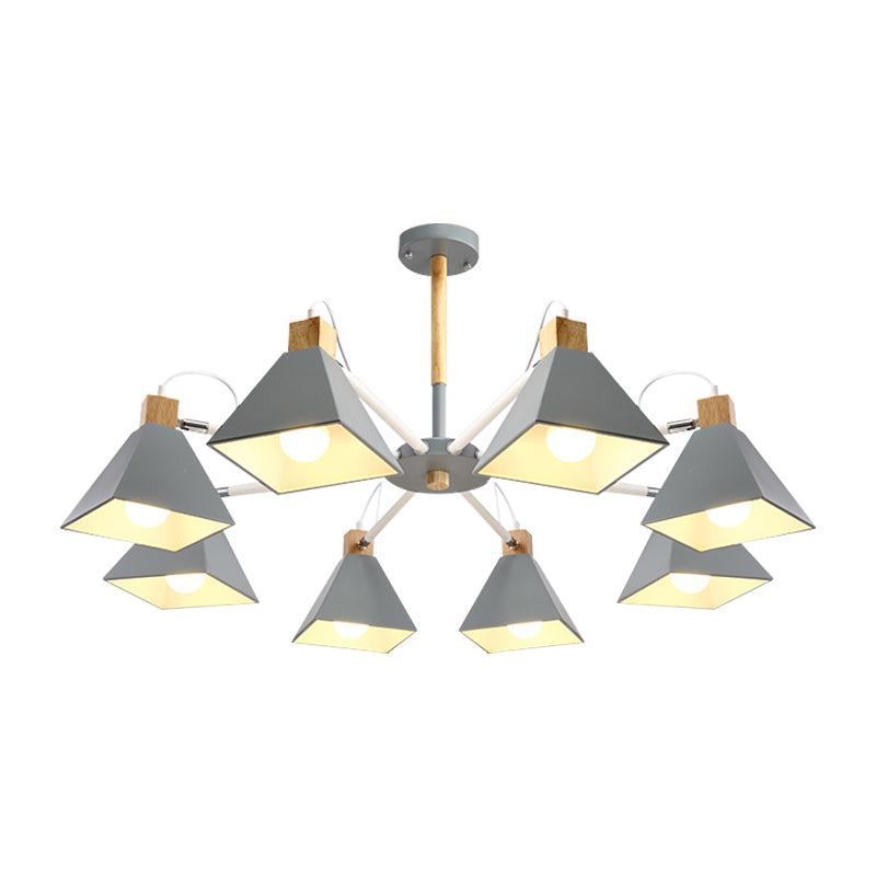Undertint Pyramid Shade Chandelier Eight-Head Macaron Metal Hanging Light for Dining Room Clearhalo 'Ceiling Lights' 'Chandeliers' Lighting' options 197094