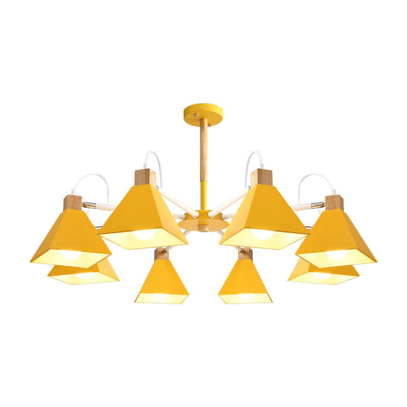 Undertint Pyramid Shade Chandelier Eight-Head Macaron Metal Hanging Light for Dining Room Clearhalo 'Ceiling Lights' 'Chandeliers' Lighting' options 197098