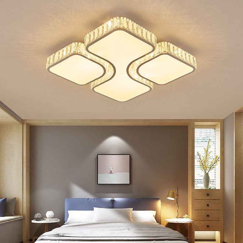 Modern Square Ceiling Light with Crystal Deco Acrylic White LED Flush Mount Light for Hallway White Clearhalo 'Ceiling Lights' 'Close To Ceiling Lights' 'Close to ceiling' 'Flush mount' Lighting' 197102