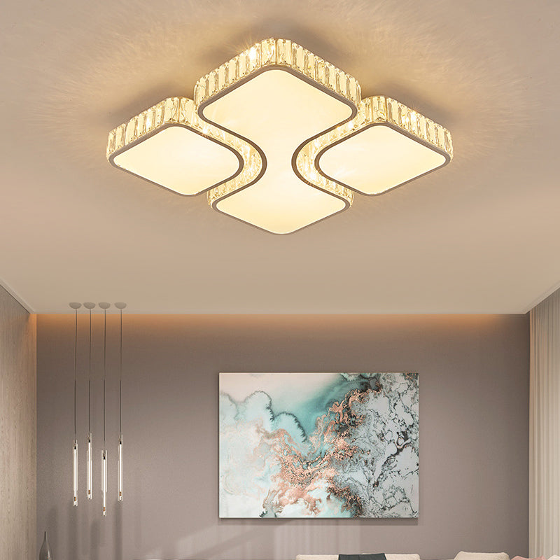 Modern Square Ceiling Light with Crystal Deco Acrylic White LED Flush Mount Light for Hallway Clearhalo 'Ceiling Lights' 'Close To Ceiling Lights' 'Close to ceiling' 'Flush mount' Lighting' 197103