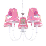 Cartoon Giraffe Hanging Light with Tapered Shade 5 Heads Metal Chandelier in Pink for Girls Room Clearhalo 'Ceiling Lights' 'Chandeliers' Lighting' options 197120
