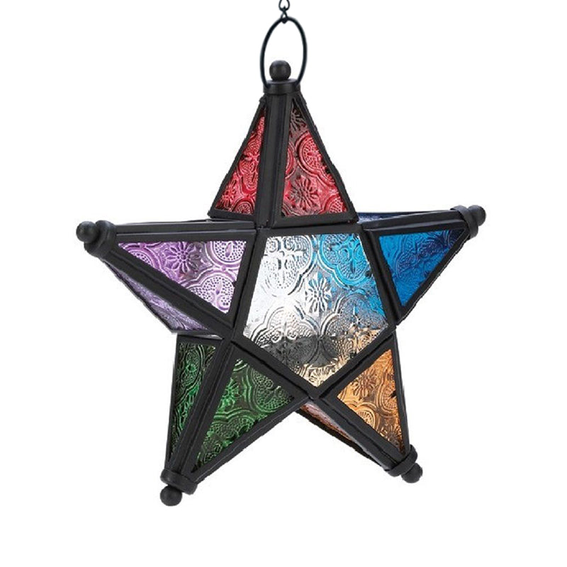 Single Blue/Red/Clear Glass Drop Pendant Bohemia Black Star Shaped Bedside Hanging Ceiling Light Clearhalo 'Ceiling Lights' 'Pendant Lights' 'Pendants' Lighting' 1971257