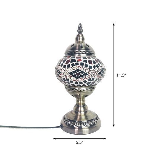 Moroccan Sphere Lantern Night Lamp Single-Bulb Handcrafted Art Glass Table Light in Bronze Clearhalo 'Lamps' 'Table Lamps' Lighting' 1971273