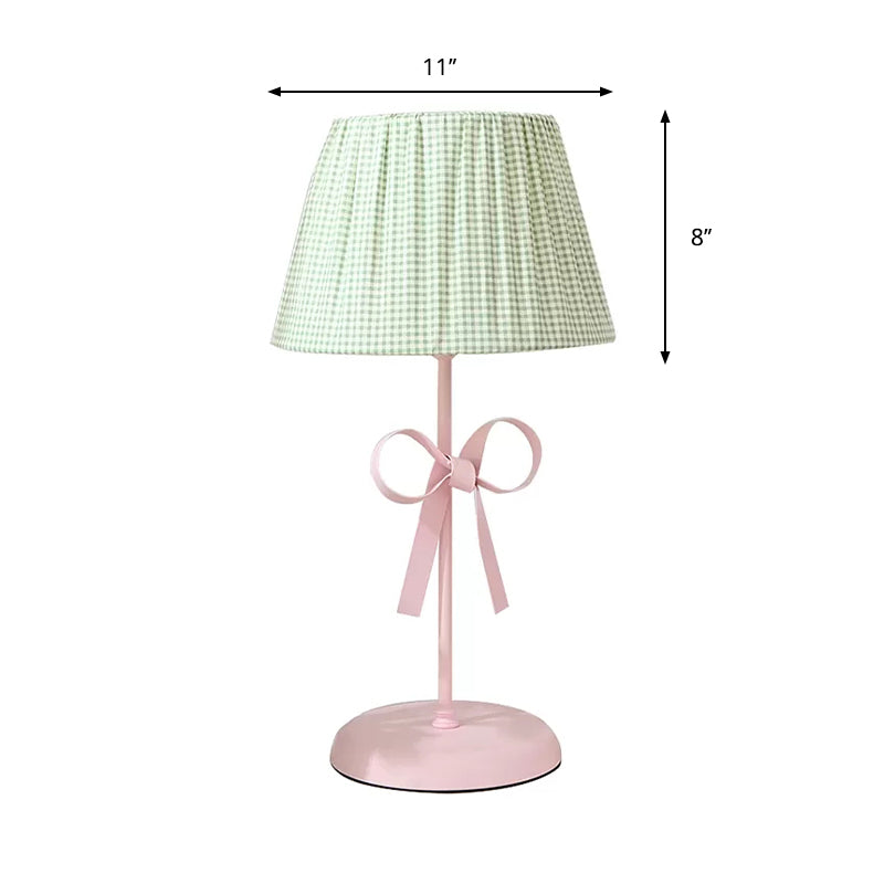 Macaron Loft Plaid Reading Light Fabric One Light Desk Light with Bow for Child Bedroom Clearhalo 'Lamps' 'Table Lamps' Lighting' 197132